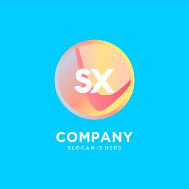 Renkli şablon vektörlü SX başlangıç logosu.