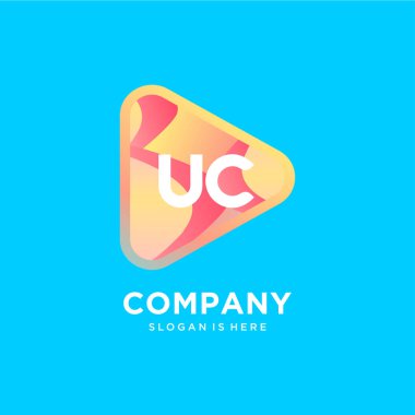 Renkli şablon vektörlü UC başlangıç logosu.