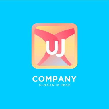 Renkli şablon vektörlü UJ başlangıç logosu.