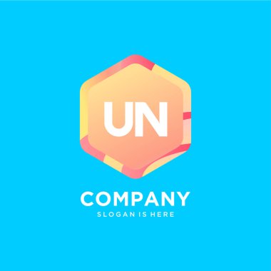 Renkli şablon vektörlü BM başlangıç logosu.