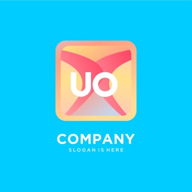 Renkli şablon vektörlü UO başlangıç logosu.