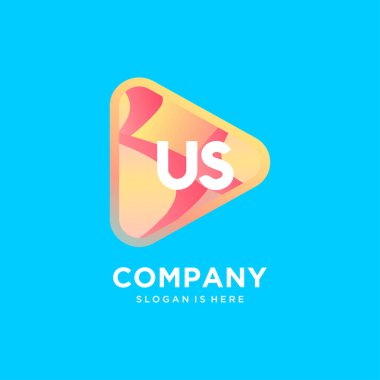 Renkli şablon vektörlü ABD başlangıç logosu.