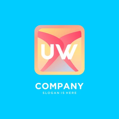 Renkli şablon vektörlü UW başlangıç logosu.