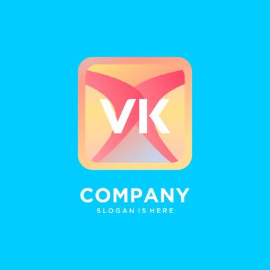 Renkli şablon vektörlü VK başlangıç logosu.