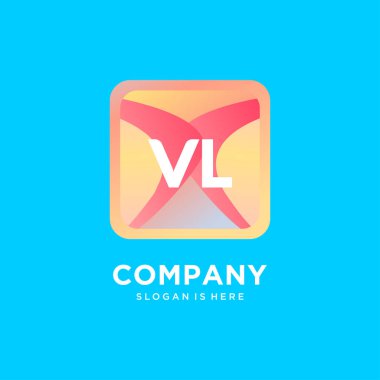 Renkli şablon vektörlü VL başlangıç logosu.