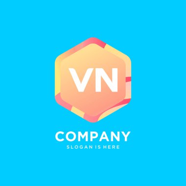 Renkli şablon vektörlü VN başlangıç logosu.