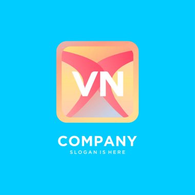 Renkli şablon vektörlü VN başlangıç logosu.