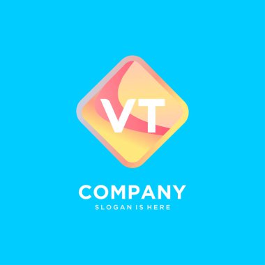 Renkli şablon vektörlü VT başlangıç logosu.