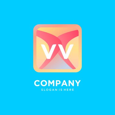Renkli şablon vektörlü VV başlangıç logosu.