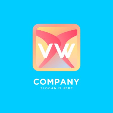 Renkli şablon vektörlü VW ilk logosu.