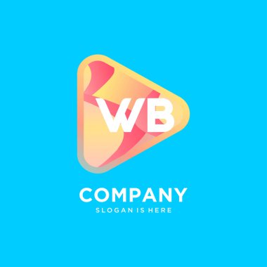 Renkli şablon vektörlü WB ilk logosu.