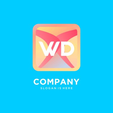 Renkli şablon vektörlü WD başlangıç logosu.