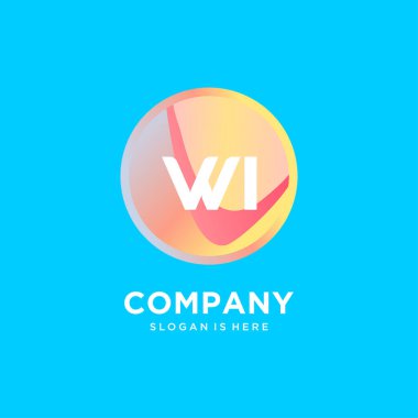 Renkli şablon vektörlü WI başlangıç logosu.