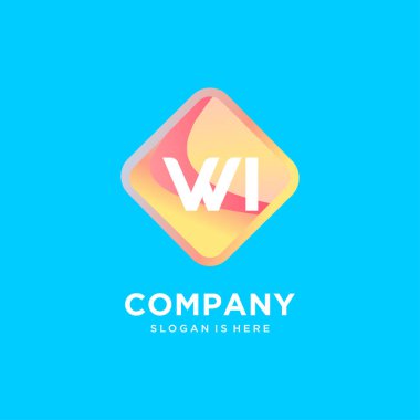 Renkli şablon vektörlü WI başlangıç logosu.