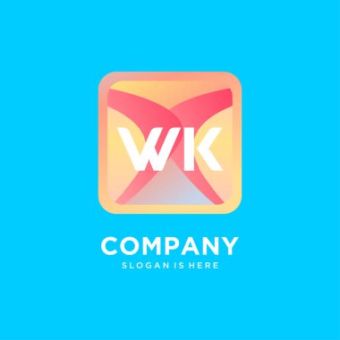 Renkli şablon vektörüyle WK ilk logosu.