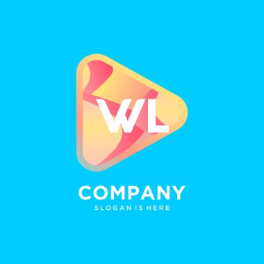 Renkli şablon vektörlü WL başlangıç logosu.