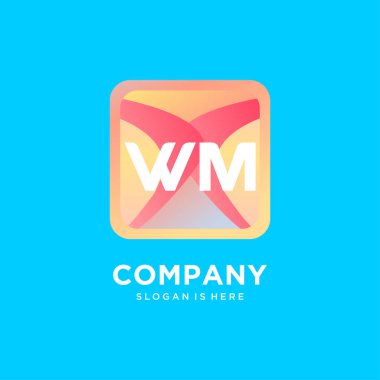 Renkli şablon vektörlü WM ilk logosu.