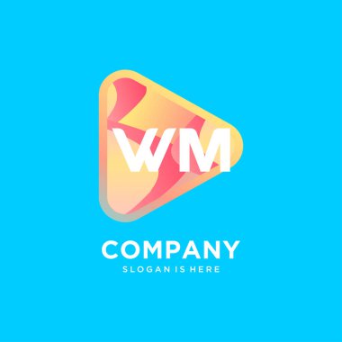 Renkli şablon vektörlü WM ilk logosu.