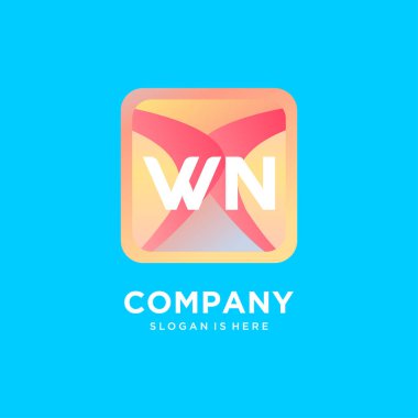 Renkli şablon vektörlü WN başlangıç logosu.