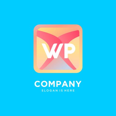 Renkli şablon vektörüyle WP ilk logosu.