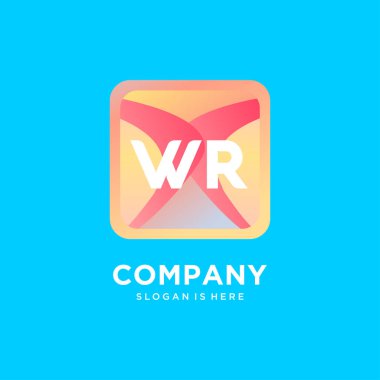 Renkli şablon vektörlü WR ilk logosu.