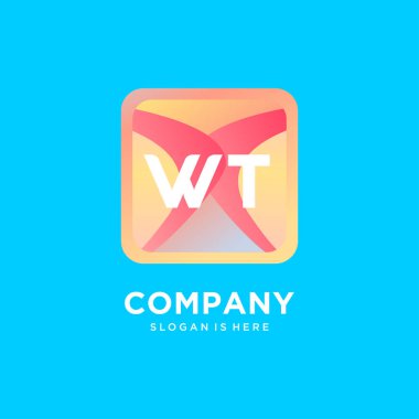 Renkli şablon vektörlü WT başlangıç logosu.