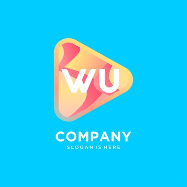 WU ilk logosu Renkli şablon vektörü.