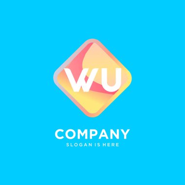 WU ilk logosu Renkli şablon vektörü.