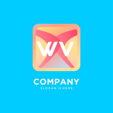 Renkli şablon vektörlü WV ilk logosu.