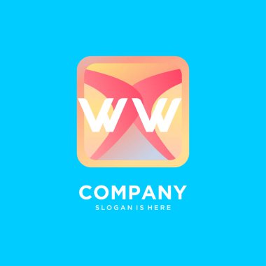 Renkli şablon vektörlü WW ilk logosu.