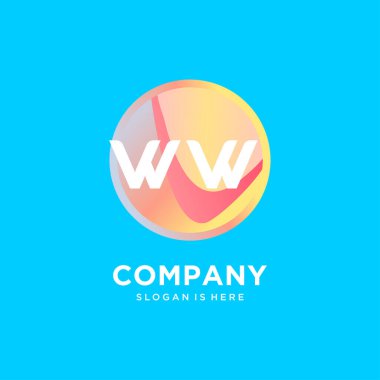 Renkli şablon vektörlü WW ilk logosu.
