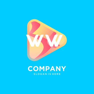 Renkli şablon vektörlü WW ilk logosu.