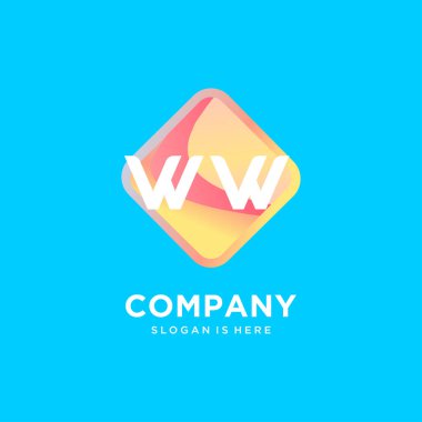 Renkli şablon vektörlü WW ilk logosu.