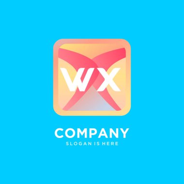 Renkli şablon vektörlü WX ilk logosu.