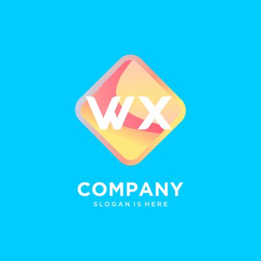 Renkli şablon vektörlü WX ilk logosu.