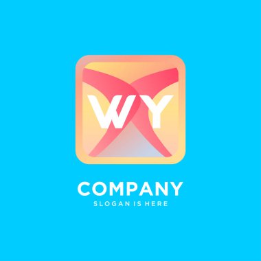 Renkli şablon vektörlü WY başlangıç logosu.
