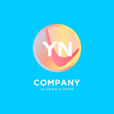 Renkli şablon vektörlü YN başlangıç logosu.