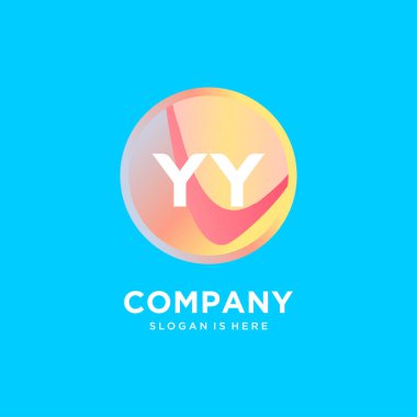 Renkli şablon vektörlü Y başlangıç logosu.