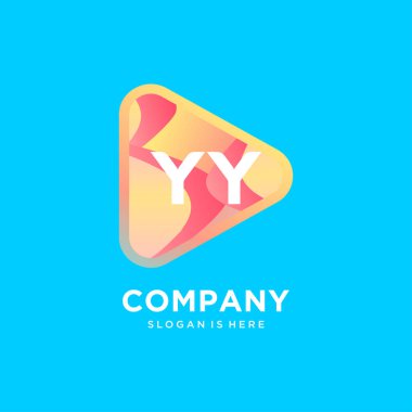 Renkli şablon vektörlü Y başlangıç logosu.