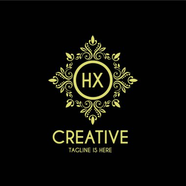 Monogram Logo Şablonlu HX İlk Harf