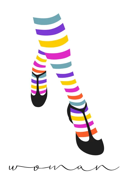 Vrouwelijke benen in gestreepte kousen — Stockvector