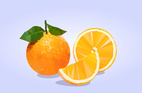 Baja Poli Naranja Fruta — Vector de stock