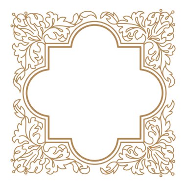 Kitap tasarımı ve Hanedanlık armaları için bitkisel süsleme çerçeve.