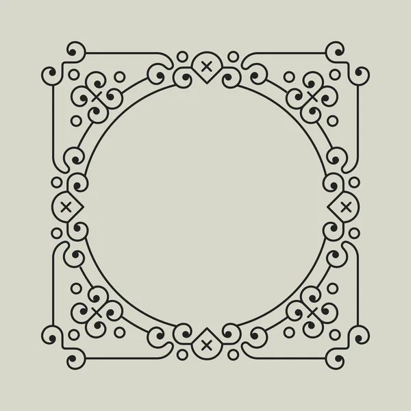 Moldura vetorial geométrica no estilo mínimo Etno Floral . — Vetor de Stock
