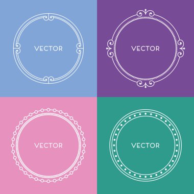 Etno Floral minimal tarzda geometrik vektör çerçeve.