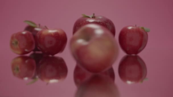 Sweet fruits composition Beauty red Apple it moves from right to left — Stock Video