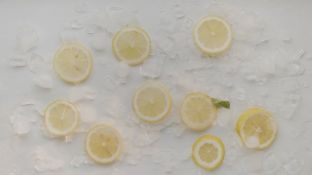 Limonlu limon naneli dilimler. Tonik ve soda için yaz arkaplanı. — Stok video