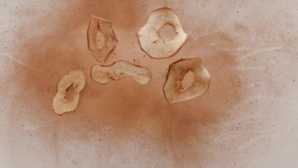 Frutas naturais Apple Chips saltar adn fly com canela comercial criativo — Vídeo de Stock