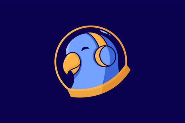 Bird Astrounot Ouvir Música — Vetor de Stock