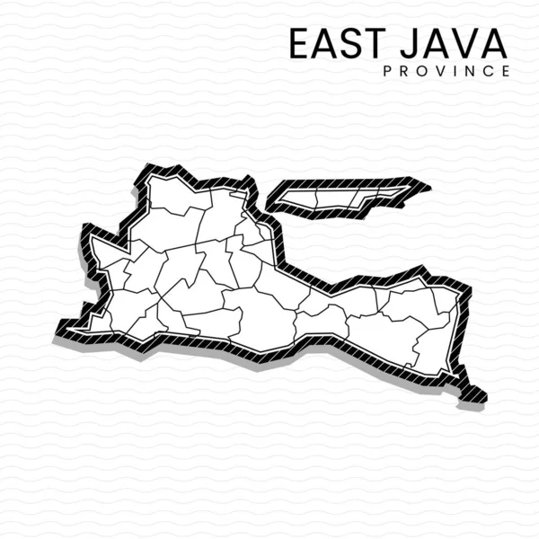 미디어 East Java Island Vector Map Black White High Details — 스톡 벡터